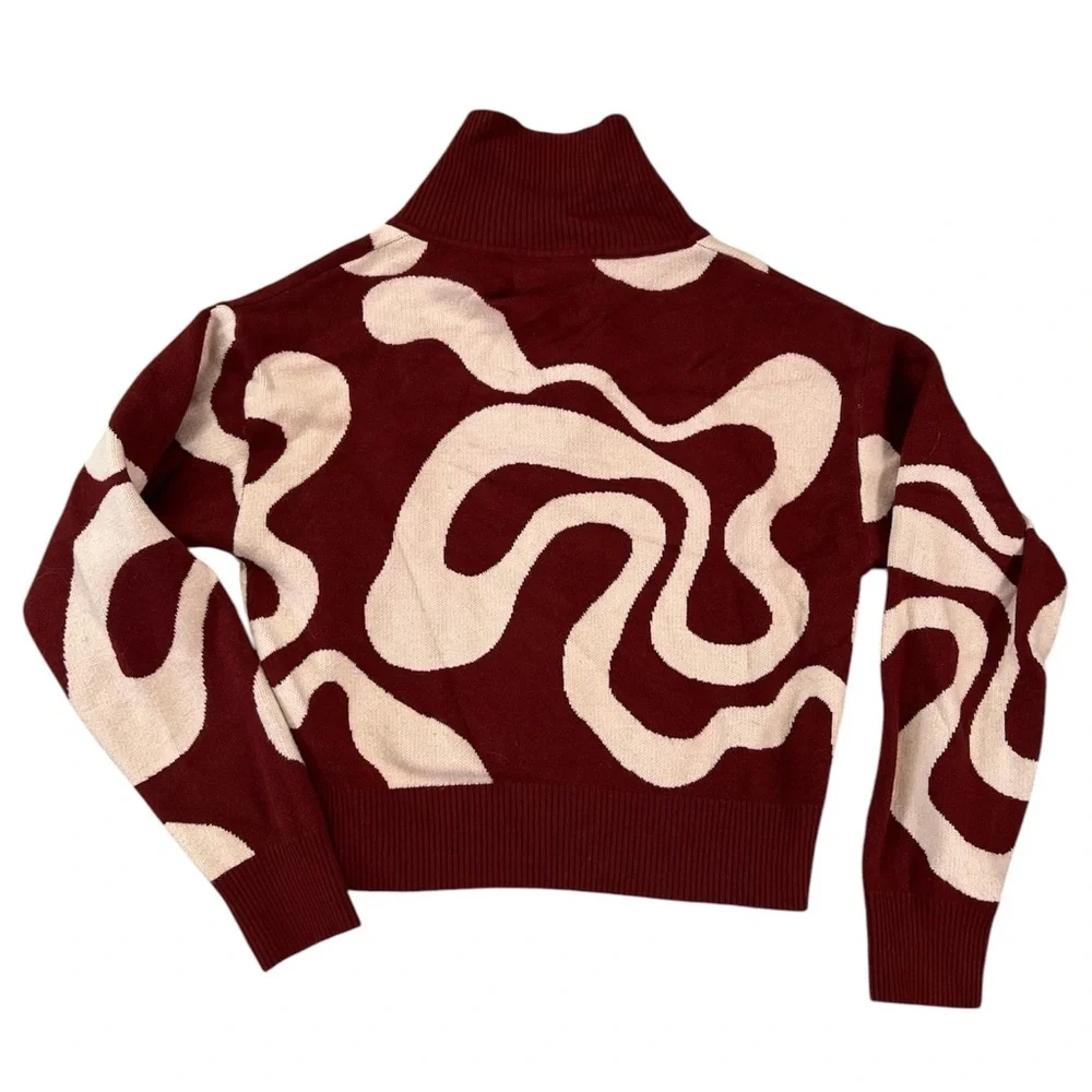 Cider Rust/White Matching Set Retro Pattern Knit Lounge set Size xtra small - Picture 5 of 6